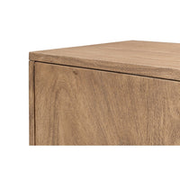 Corner detail of modern pine side cabinet.