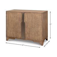 Modern pine side cabinet with dimensions shown.