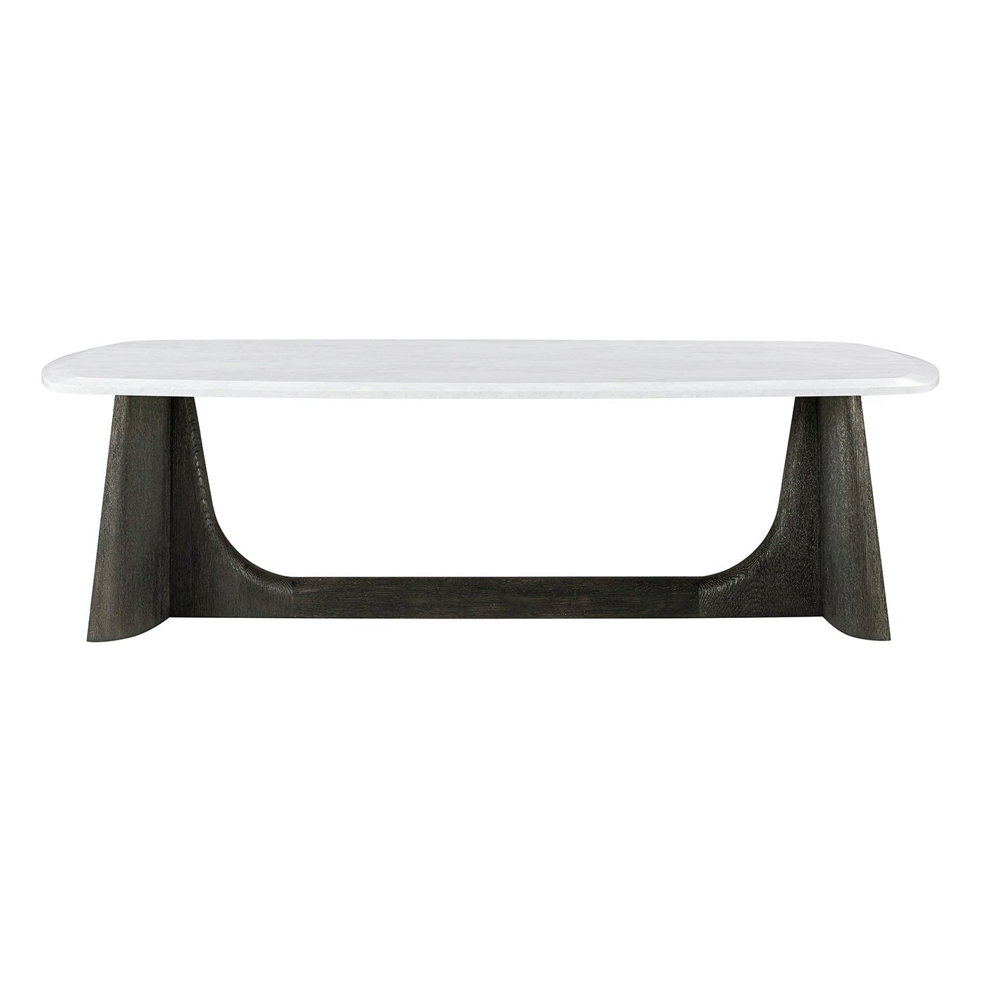 Front view of coffee table with white quartz top.