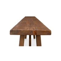 Rustic wood console table, edge detail.