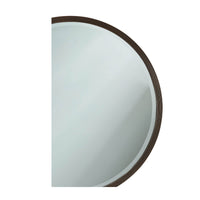 Close-up of modern reeded round mirror edge design.