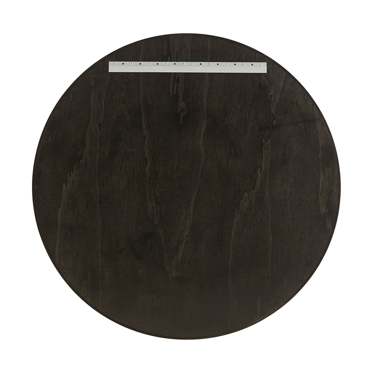 Modern reeded round mirror back view with mounting bracket.
