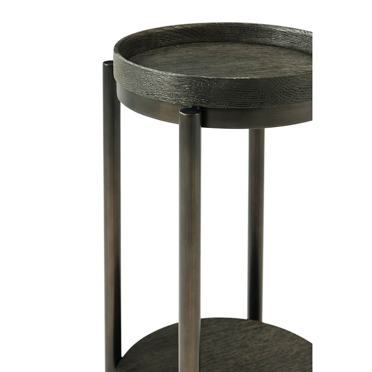 Modern accent table, vertical view, dark wood pattern