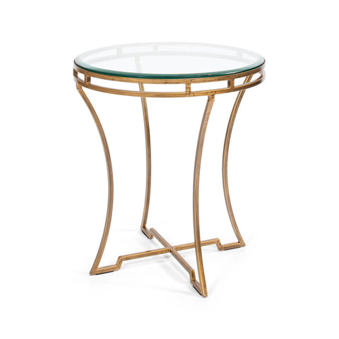 Modern Round Gilded End Table
