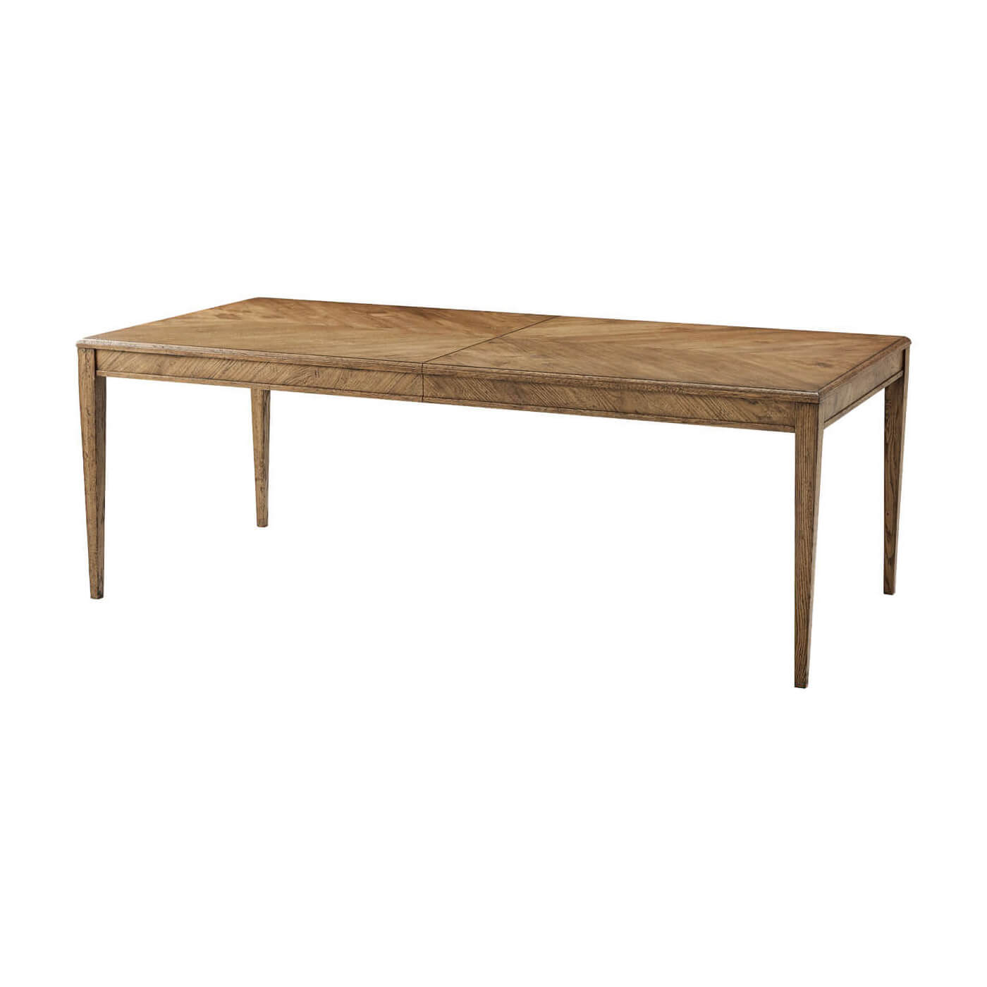 Rustic dining table extended to full length.