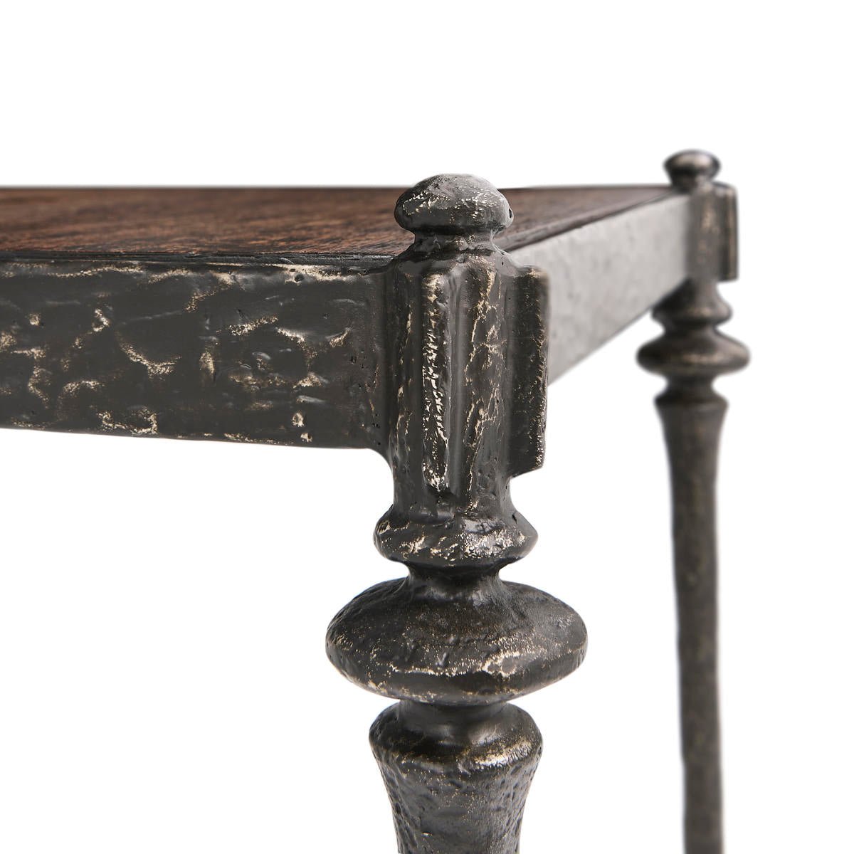 Close-up of table leg, modern rustic craftsmanship.