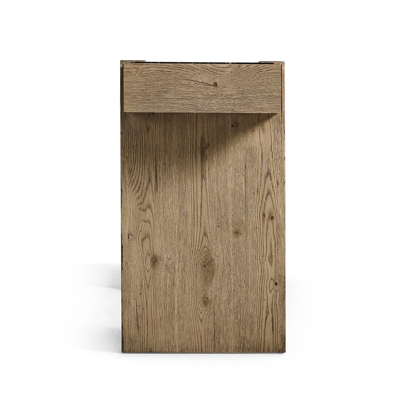 Modern Rustic Oak and Marble Console Table - English Georgian America