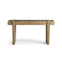 Modern Rustic Oak and Marble Console Table - English Georgian America