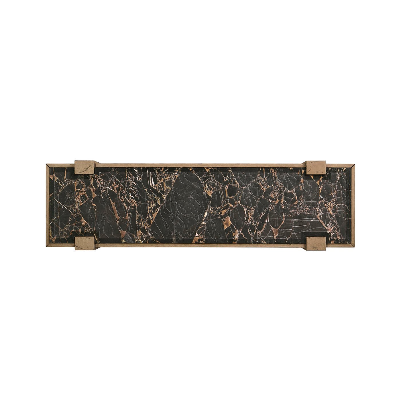 Modern Rustic Oak and Marble Console Table - English Georgian America