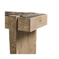 Modern Rustic Oak and Marble Console Table - English Georgian America