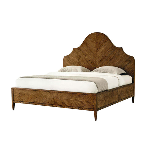 Modern Rustic Oak King Bed - Dark