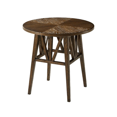 Modern Rustic Oak Round End Table