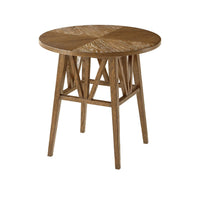 Rustic oak round end table, full view.