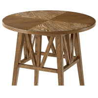 Rustic oak end table, showing tabletop detail.