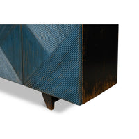 Close-up of cabinet's bottom corner design.