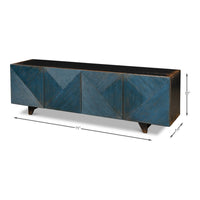 Full view with dimensions of media cabinet.