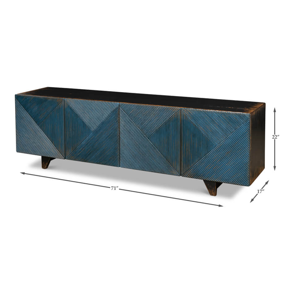 Full view with dimensions of media cabinet.