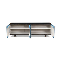 Open cabinet showing interior shelving design.