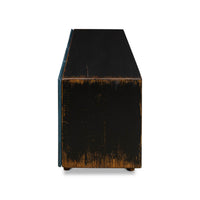 Side view of the cabinet's black finish.