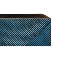Cabinet's textured blue front pattern close-up.