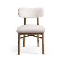 Front view of modern rustic upholstered side chair.