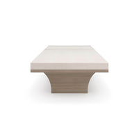 Modern Scandinavian coffee table, end perspective view