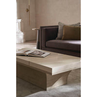 Modern Scandinavian coffee table with decor, in living room