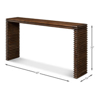 Dimensions diagram, modern stacked pine console table.