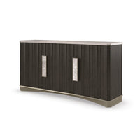 Modern stone top buffet, front and side view.