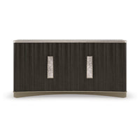 Modern stone top buffet, straight front view.