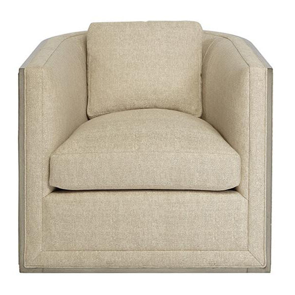 Head-on view of modern tub chair with plush cushion.