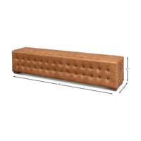 Dimensions illustration, modern tufted leather bench.