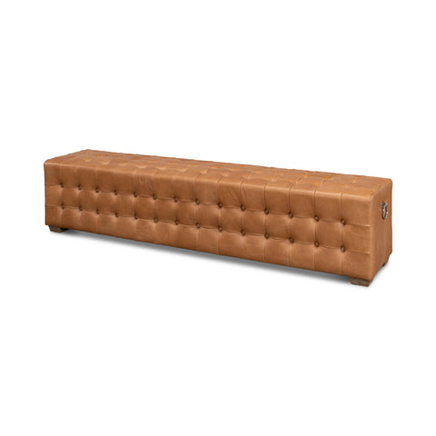 Modern Tufted Leather Upholstered Bench