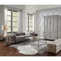 Modern tufted bench in elegant living room decor.