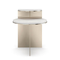 Front view of modern two-tier end table, elegant style.