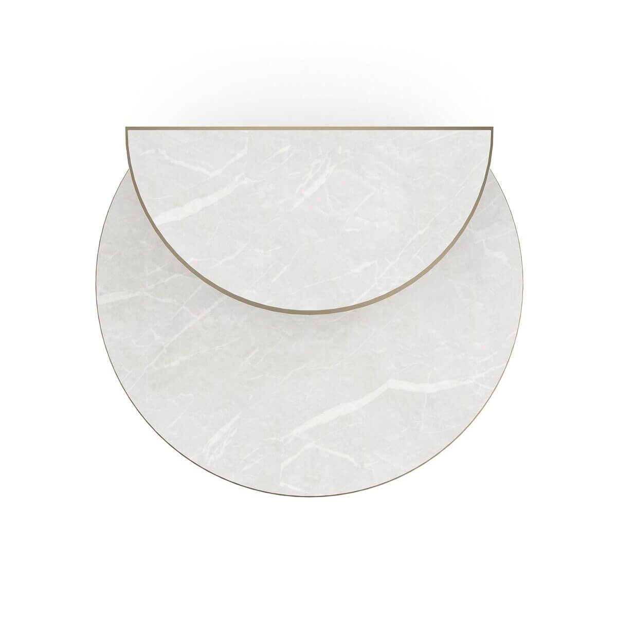 Top view of two-tier end table, marble surfaces visible.