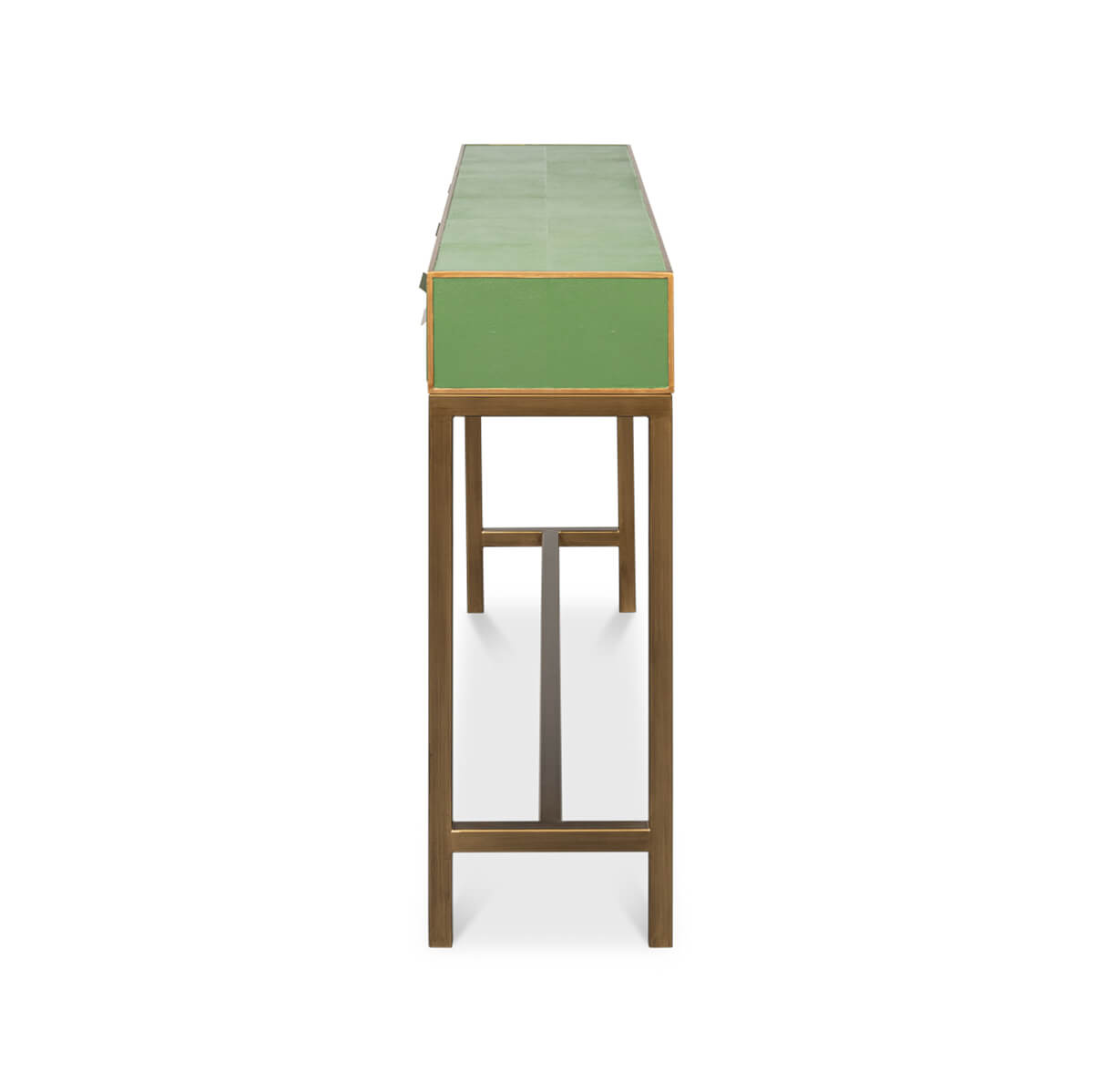 Side view showing frame of console table.