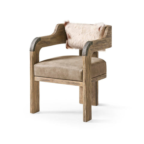 Modern Western Leather & Hide Accent Armchair
