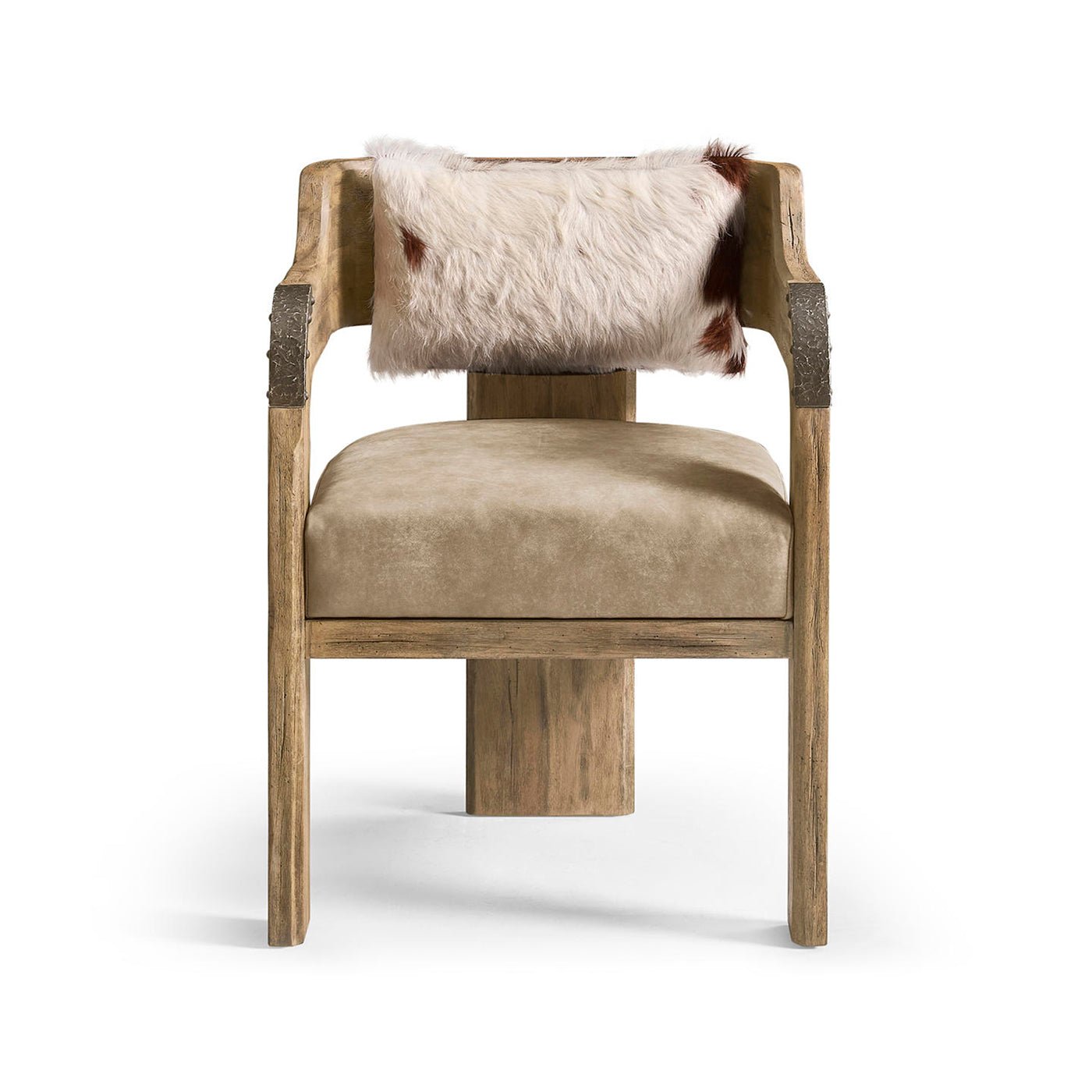 Modern Western dining chair, front perspective with cushion detail.