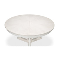 White oak dining table, showing closed top details.
