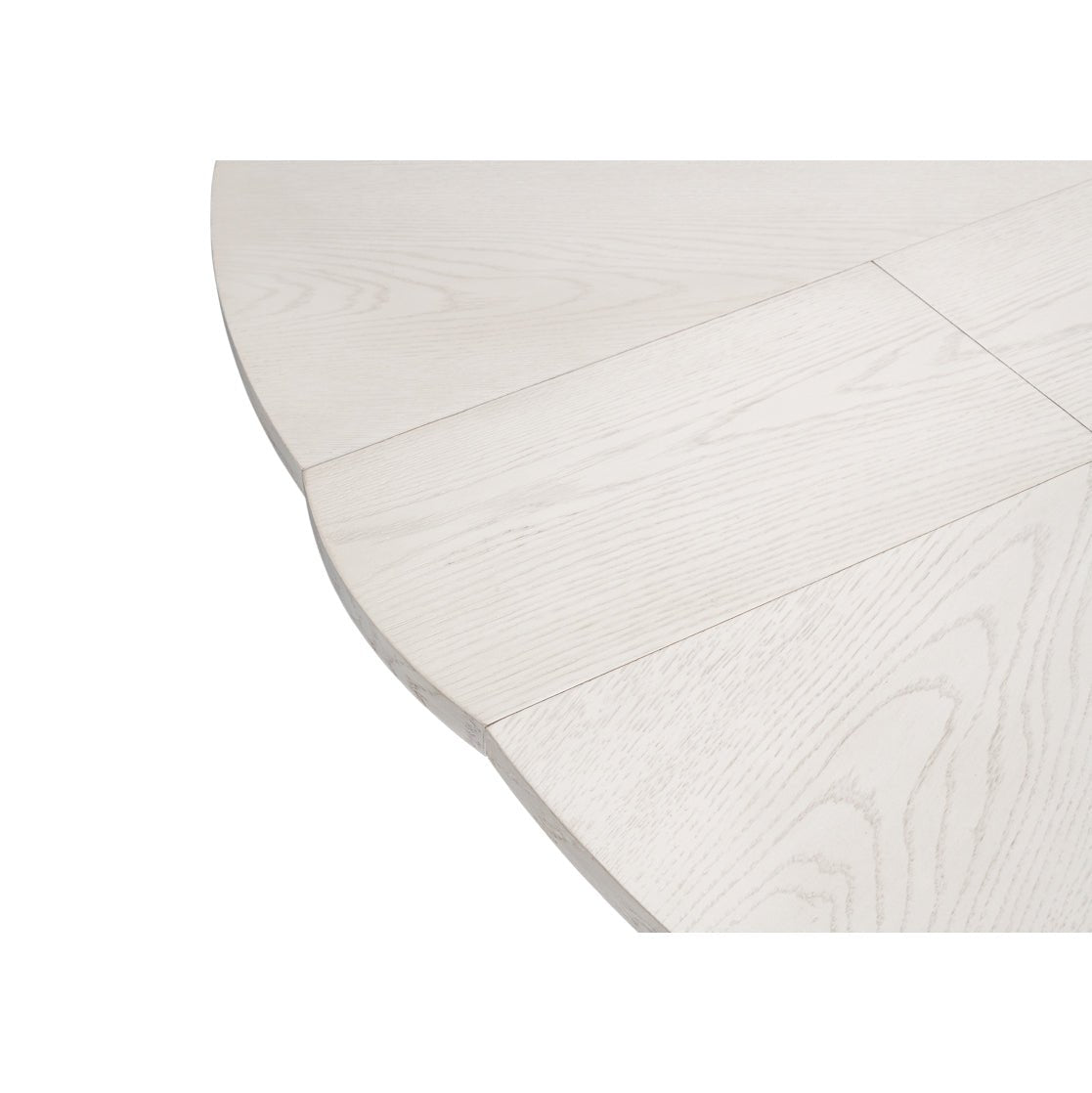 Close-up, white oak wood grain and tabletop joints.