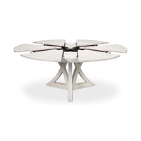 Dining table with extended sections, white oak design.