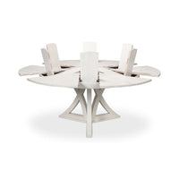 Dining table, fully extended sections, white oak.