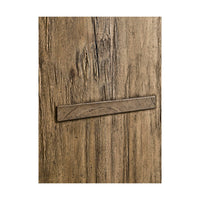 Texture detail on side panel of modern wooden bookcase.