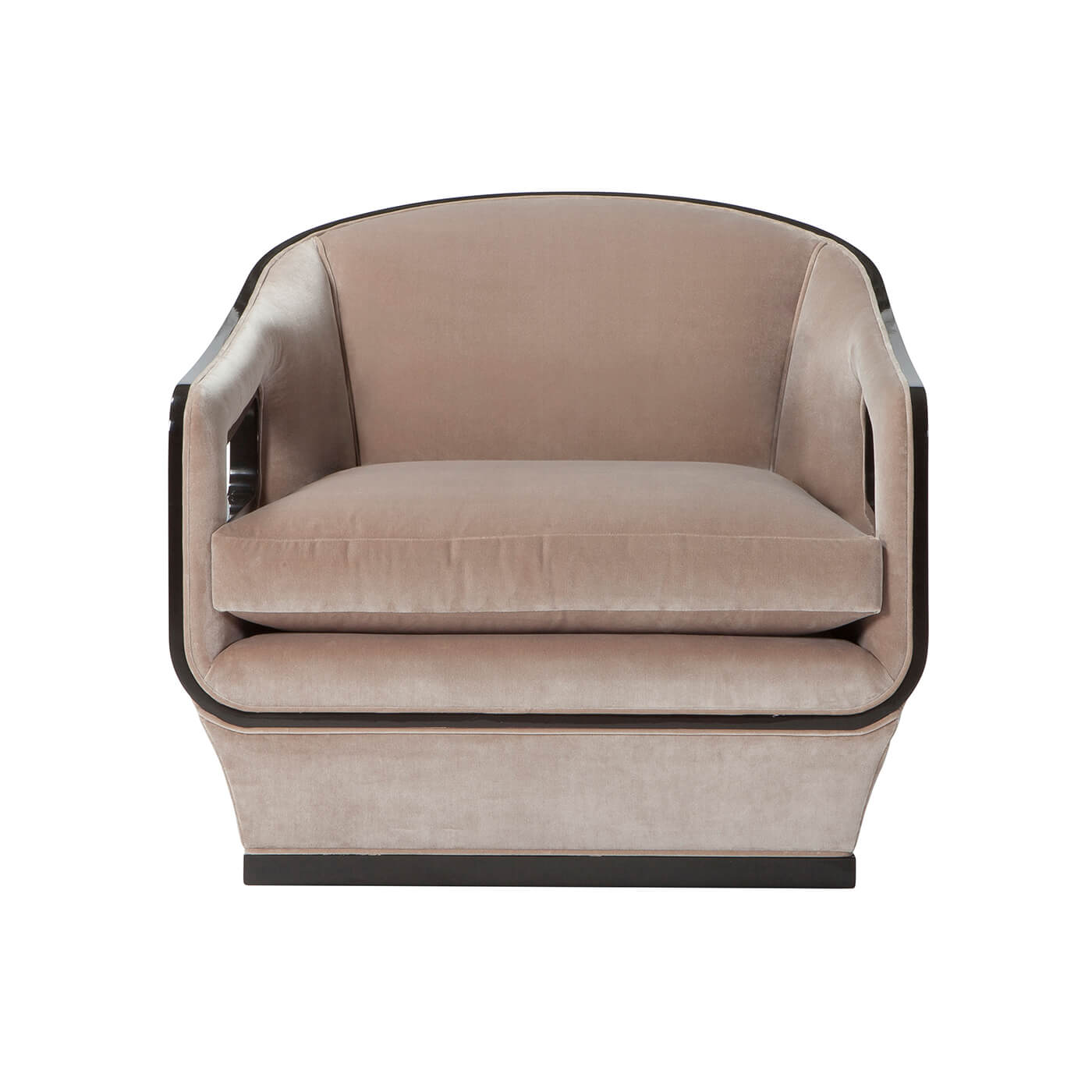 Beige Moderne Lounge Chair, straight front view, plush seating.