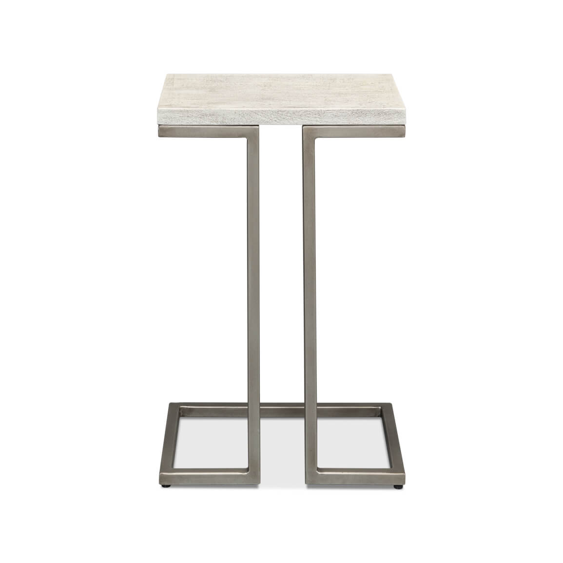 Modernist accent table, symmetrical front view, minimalist style.