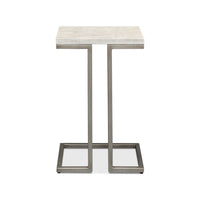 Modernist accent table, symmetrical front view, minimalist style.