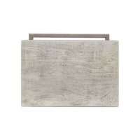 Modernist accent table, top-down view, rectangular surface.
