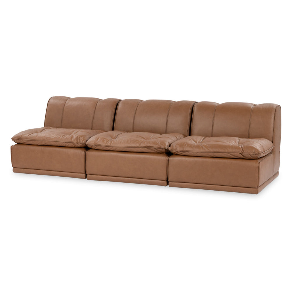 Modular Leather Sofa with Deep Seat