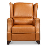 Mulberry Brown Leather Recliner with Nailhead Trim - additional view